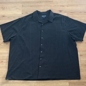 Paul Fredrick Men's Black Diamond Print Shirt 100% Silk 4XL Big & Tall Casual